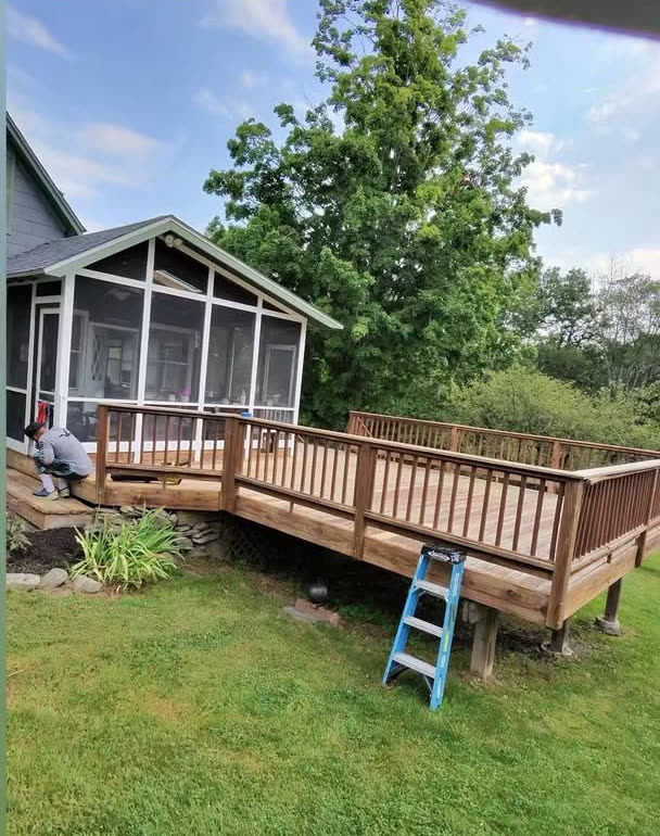 Screened-Porch Deck, Washed & Stained — before